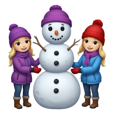 people making a snowman sticker