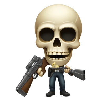 Skull holding gun sticker