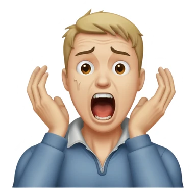 Man holding neck screaming sticker