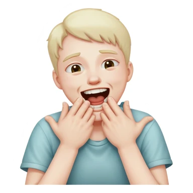 Person choking themselves with their hands and laughing sticker