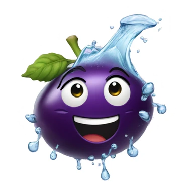 Aubergine splashing water sticker