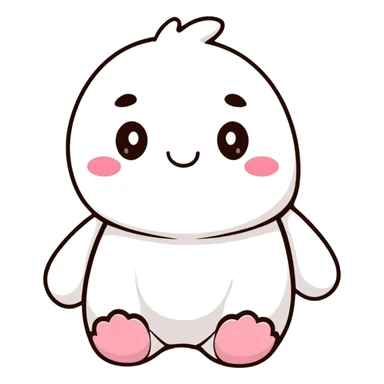 A cute plush toy with a cheerful face sticker