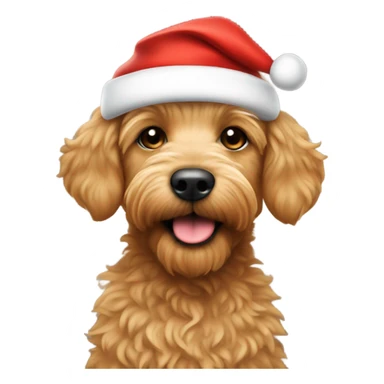 Tan mini doodle with Santa hat sticker