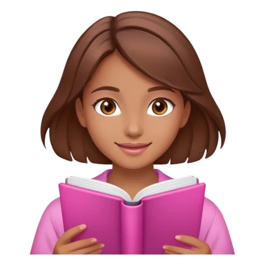  happy beautiful girl brown hair that is more valuable then corals studying with a cute pink aura behind here  sticker