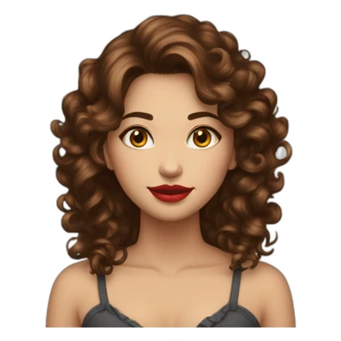 Femme brune cheveux bouclés avec rouge rouge fleuri blanche sticker