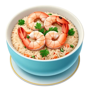 A plate of delicious seafood rice with prawns sticker