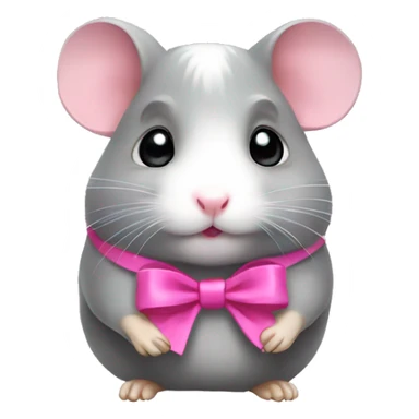 grey hamster with pink bow sticker