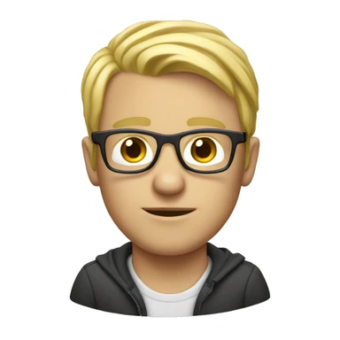 a white man on a laptop, blond hair, glasses sticker