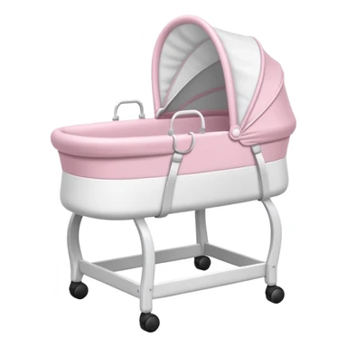 Whielte and light pink empty bassinet for a baby with white legs sticker