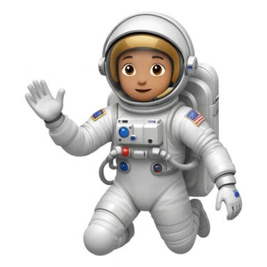 astronaut in white space suit with helmet, gloves and backpack floating in space sticker
