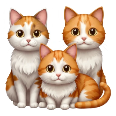 3 small cats different colours including brown tabby and white, light patchy calico, and ginger and white sticker