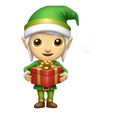 Elf holding a present  sticker