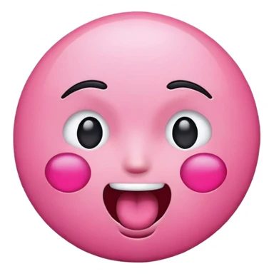 tiktok emoji with pink face looking excited with mouth open and eyes shut sticker
