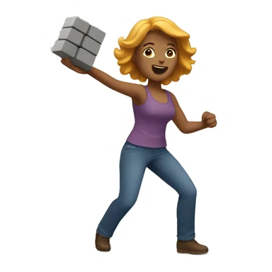 Woman tossing brick sticker