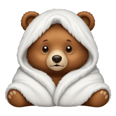 Bear cozy in white blanket sticker