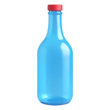 a blue motion tiled to the left, with a round glass bottle no handle, neon  sticker