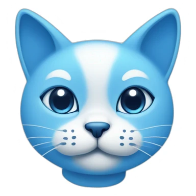 Blue simplistic sketch of a cute cat face sticker