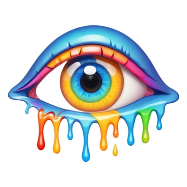 melted surreal colorful eye sticker