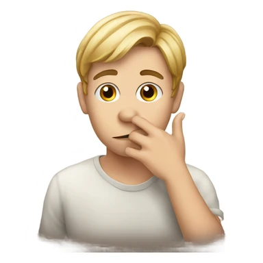 a young man of European appearance covers his mouth with his hand sticker