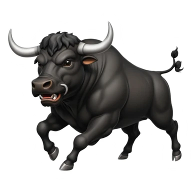 angry running black bull with steam from nostrils sticker