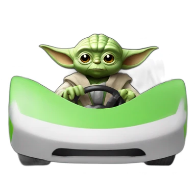 Yoda in a mario kart car sticker