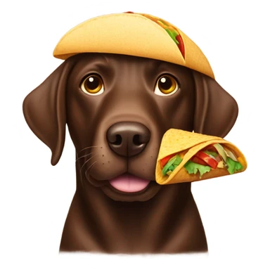 Chocolate lab with a taco sticker