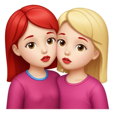 two little gals kissing on the lips sticker
