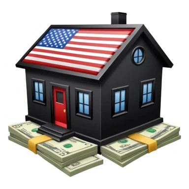 house with usa flag and money in floor sticker