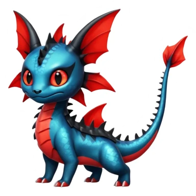 Shiny Red And Black Colorful Litten-Salandit-Vaporeon-Toothless-Fakémon-hybrid-creature (full body)  sticker