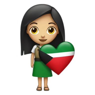 A girl with Palestinian flag and red heart sticker