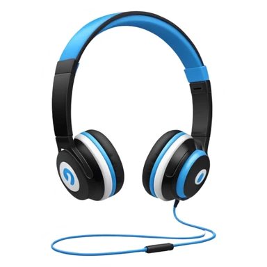 Black and blue and white headphones as seen from the side view  sticker