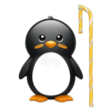 Penguin with a straw in its mouth sticker