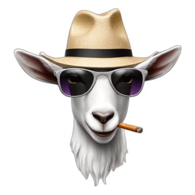 Cool goat sunglasses fedora smoking sticker