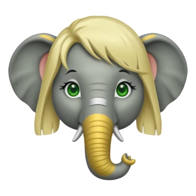 Make and elephant with a blonde wig and green eyes sticker