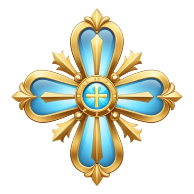 saint emblem with light blue cross and divine rays sticker
