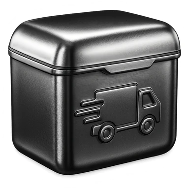 chrome style delivery box, metallic, shiny, modern sticker