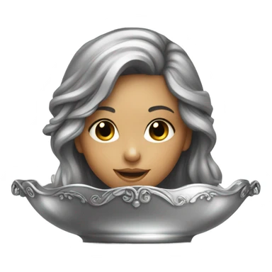 Young pirate girl lying on silver platter sticker