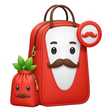 Rappi logo with mustache and bag emoji style sticker