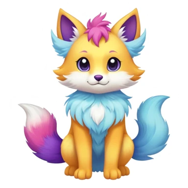 Kawaii bright fantasy ethereal anthro fursona Fakemon with tufted tail  sticker