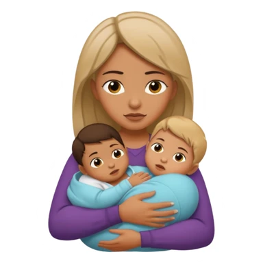 A woman holds her baby in her hands hugs him and looks a little agressive  sticker