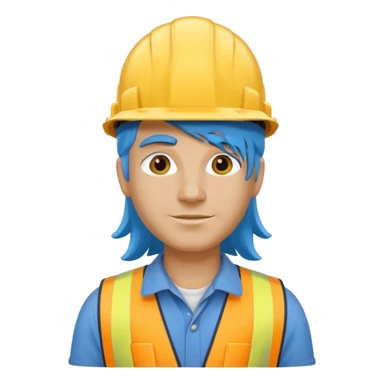 construction worker with long blue hair sticker