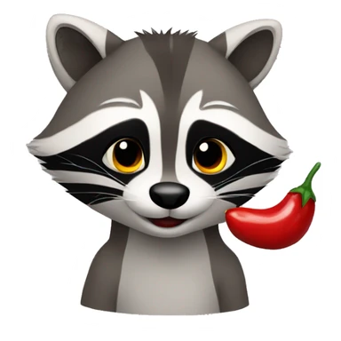 raccoon with chili pepper sticker