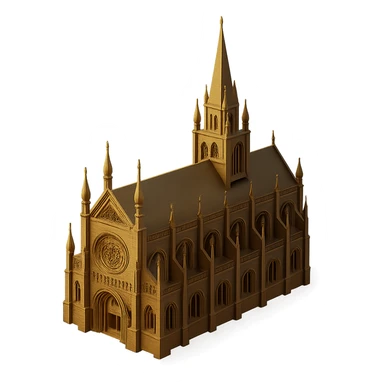 a gold gothic cathedral in 3D black style sticker