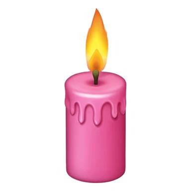 Draw a pink candle with a flame on it from a bird's eye view. sticker