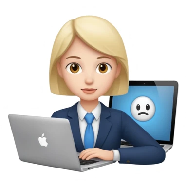 Corporate employee on a laptop learning training sticker