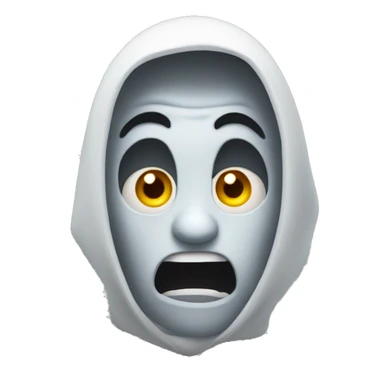 An emoji of him looking ghostly and scared sticker