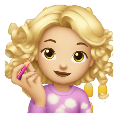 blong girl Putting Nail polish on sticker