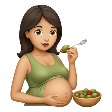 Pregnant Latina eating sticker