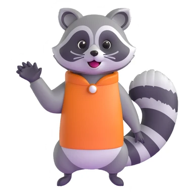 raccoon waving enthusiastically sticker