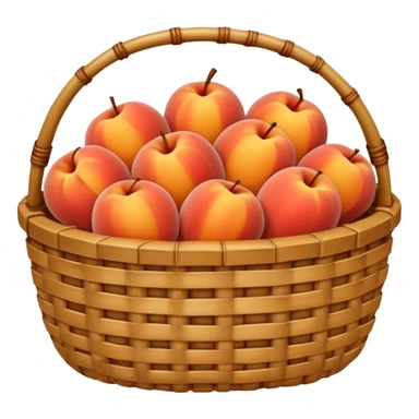 bamboo basket, peaches sticker